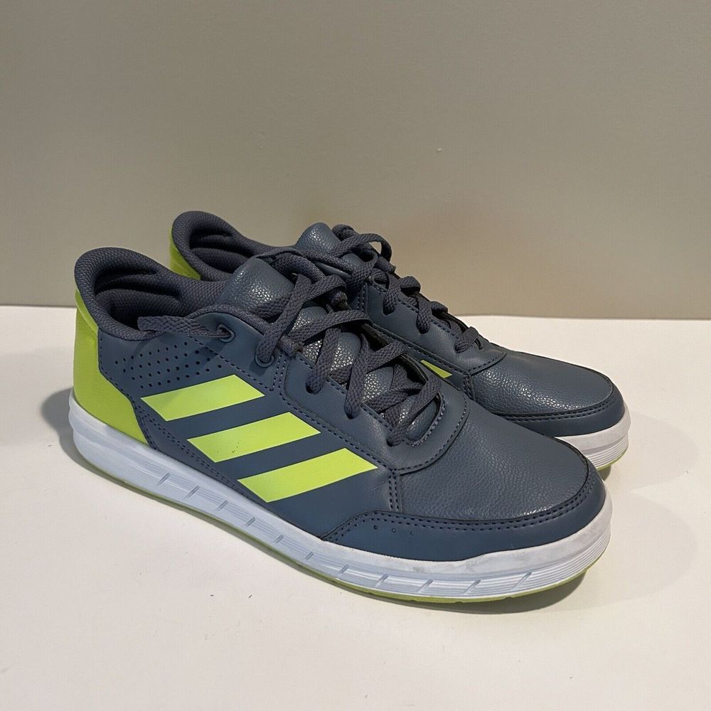 Adidas EVA 791005 Boys Gray Yellow Stripe Sport Sneakers Size 6